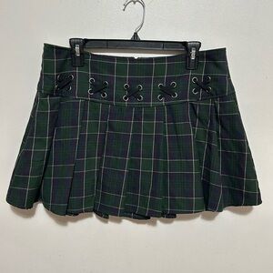 Plaid Green and Black Women's Skirt